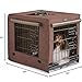 DONORO Dog Crates for Small Size Dogs Indoor Double Door Dog Kennels & Houses for Puppy and Cats, Collapsible Metal Contour Dog Cages (Brown, 24.0