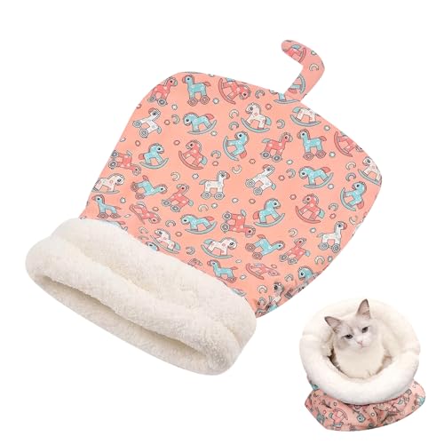 Enjoyaa Cama para perros y gatos, saco de dormir de invierno, lavable, autocalentable, para dormir, suave cama de felpa para mascotas, hasta 2,5-7,5 kg (rosa)