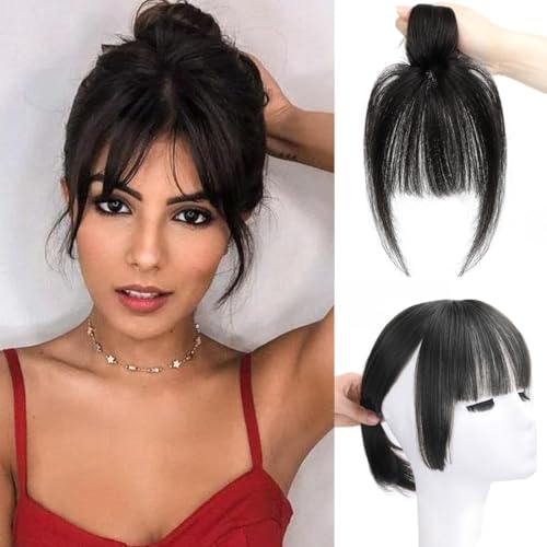 Flequillo Francés Postizo Pelo Natural Clip Pelucas para el Adelgazamiento del Cabello Natural Sintético Extensión Flequillo con Clip para Niñas y Mujeres