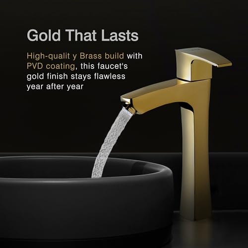 Image of Hindware Italian Collection F520002PGD Avior Gold Pillar Cock Tall | Made of Brass | Chrome Polish Finish | PVD Coating | 12-Year Manufacturer Warranty