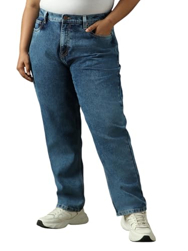 Image of High Star Women Cotton Washed Mom Fit Casual High-Rise Jeans