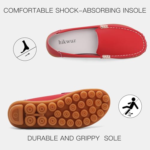 Image of Women's Comfortable & Lightweight Leather Loafers Slip-Ons Driving Walking Mocs Boat Shoes Cute Business Casual Dress Shoes Work Flats for Women