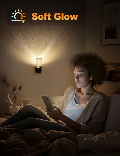 Image of JandCase Night Light, Dimmable Night Lights Plug into Wall, Auto On /Off Light Sensor Nightlight, 3000K Warm White 0-100LM Brightness LED Nightlight, for Bathroom Hallway Bedroom Kids Room