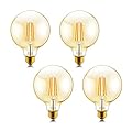Helloify G25 Amber Glass Globe Decorative Dimmable Vintage LED Edison Bulb, 60W Equivalent, High Brightness Filament Lamp, Warm White 2500K, Antique Style, E26 Screw Base, 4 Count (Pack of 1)