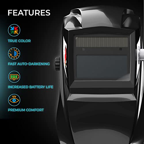 Schweißhelm True Color Automatische Auto Darkening Schweißmaske Solarbetrieben Schleiffunktion Gas MIG TIG ARC Farbtonbereich 9-13 - Image 4