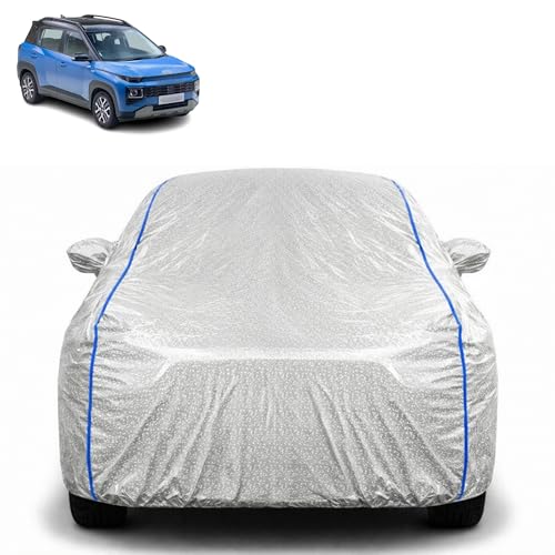 Image of Waterproof Car Cover for Hyundai Exter | All Weather Protection | UV Resistant & Dustproof | Soft Cotton Lining to Prevent Scratches | Triple Stitched with Mirror Pockets & Elastic Hem