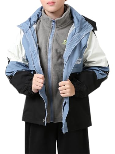 Betusline Boys' 3 in 1 Winter Jacket, Wind Water-Resistant Shell, Fleece Inner, 2-10 Years