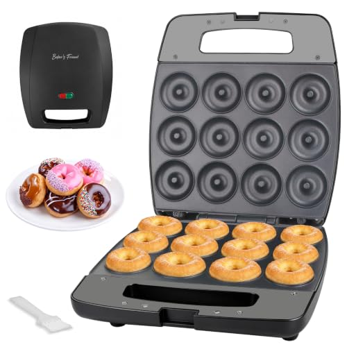 Image of Baker's Friend Mini Donut Maker Machine, Bake 12 Mini Doughnuts, Maquina Para Hacer Donas, Perfect for Breakfast, Snacks, Desserts & More, Graphite