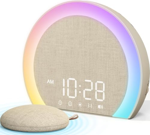 ANJANK Extra Loud Alarm Clock with Wireless Bed Shaker Vibrating Dual Alarm with Light Wake Up for Heavy Sleepers & Hearing Impaired 9-Color Night Light 8 Sounds 0-100% Dimmer Bedroom