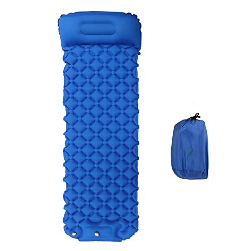 Sleeping Pad for Camping, Camping Sleeping Pad, Ultralight Inflatable Sleeping Mat with Built in Foot Pump & Pillow, Upgraded Compact Camping Air Mattress for Camping, Backpacking (Dark Blue)
