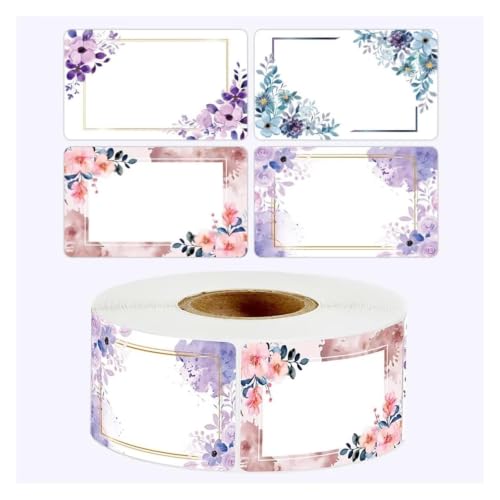 Etiquetas adhesivas de cocina en blanco con flores, pegatinas de 3x5cm para fechas