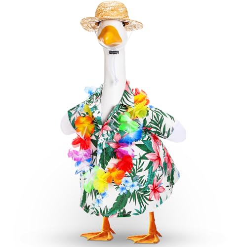 Silicherry Summer Goose Outfit for 23'' Lawn Porch Goose Clothing Hawaiian Outfits for Luau Lawn Outdoor Decor(Hawaiian,Fresh Color)
