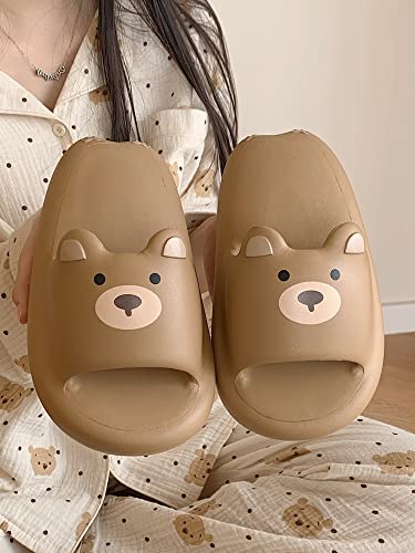 CEINOM Cute Cartoon Bear Slippers for Women teen girls Pillow Cloud Slippers Bathroom Gym Soft Sole Open Toe House Slides3