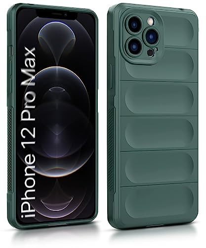 Image of WOW IMAGINE Ultimate Silicon Back Cover Case for Apple iPhone 12 Pro Max | Military Grade Drop Protection Shockproof Bumper | Anti-Slip Grip | Scratch Proof Micro-Fibre Cloth Inside (Forest Green)