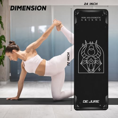 Image of De Jure Fitness Yoga Mat for Women and Men, 10mm Extra Thick Non-Slip NBR Exercise Mat for Yoga, Pilates, Gym & Floor Workouts - with Carry Strap - Taurus