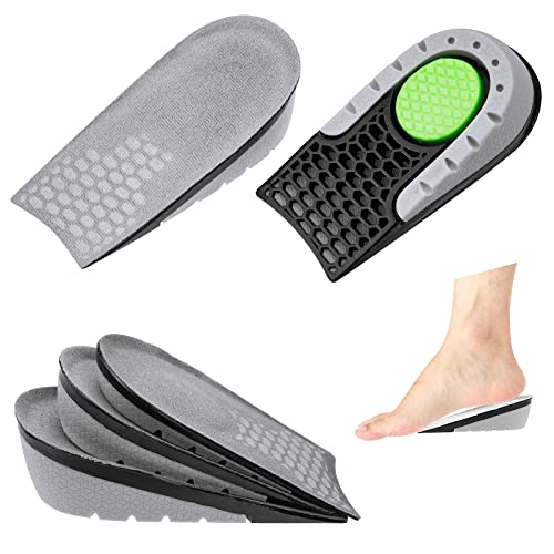 Fantasyon Height Increase Insoles Heel Lift Elevator Elastic Shock Absorption Shoe Invisible Raise Breathable Honeycomb Cushion Pads Insole Inserts for Men Women
