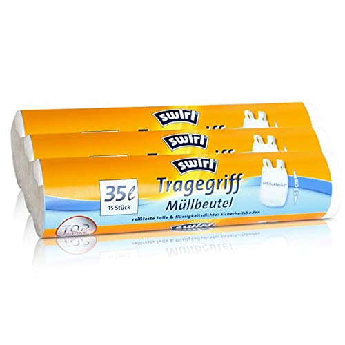 Preisvergleich Produktbild 3x Swirl Tragegriff Müllbeutel 35L (15 stk. / Rolle)
