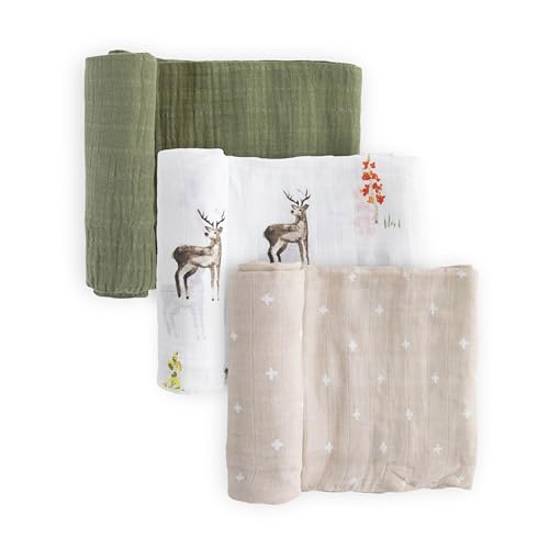 Image of Little Unicorn Muslin Swaddle Blanket for Newborns & Infants | Soft & Breathable Fabric | Set of 3 Baby Blankets for Swaddling, Nursing, Shower Gifts (Oh Deer)
