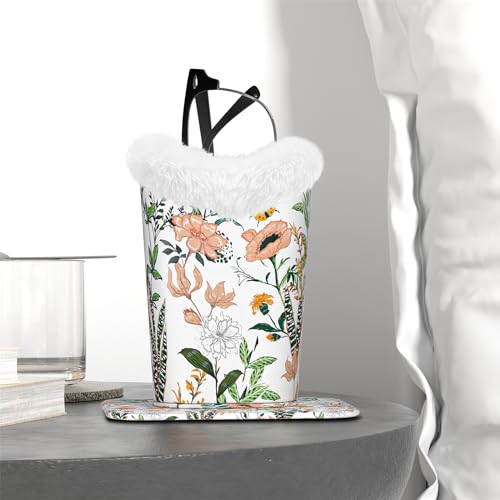 Image of Eyeglasses Holder,Plush Lined PU Leather Pattern Stand Case with Magnetic Base, Unisex for Women Men, Colorful Small Flowers