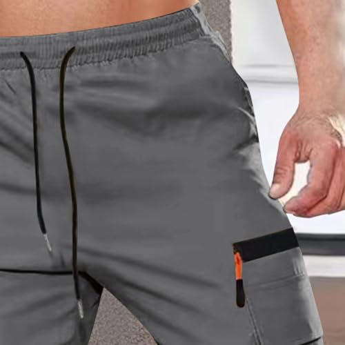 Men's Cargo Pants Solid Color Elastic Waistband Long Pants Drawstring Elastic Waist Pocket Workwear Trousers Comfy4