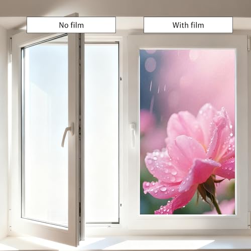 Image of Nuxovilar Pink Flower Floral Cling Window Film 17.5x39.3 in PVC