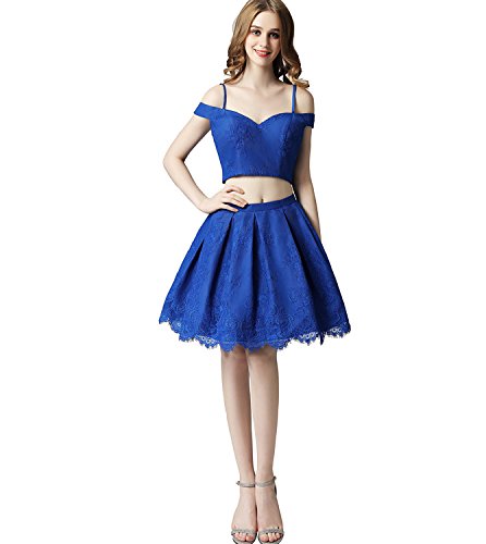 FeliciaDressRoyal Blue Off Shoulder Prom Dress Two Pieces Short Homecoming DressFD011
