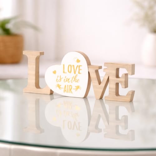 Image of CraftVatika Wooden Decorative Showpiece for Home Decor, Tabletop Love Word Sign Showpiece, Home Decoration Items for Living Room, Romantic Gift Housewarming Wedding Anniversary Birthday for Men Women