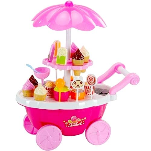 Ice Cream Toy Cart Play Set for Kids - Pretend Play Food - Educational Ice-Cream Trolley Truck - Great Gift for Girls and Boys Ages 3-12 Years Old Great Gift (B0D3TPCFBV) Amazon Price History, Amazon Price Tracker