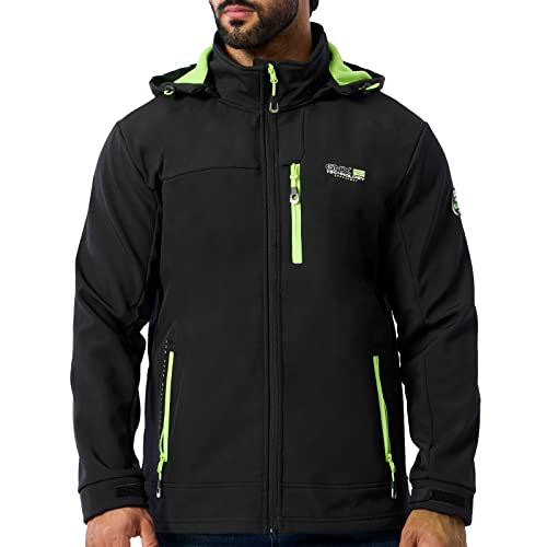 Image of Men's Zip Up Softshell Jackets Fleece Lining Waterproof Hooded Jacket Black Windbreaker Men Mul-Pockets Medium