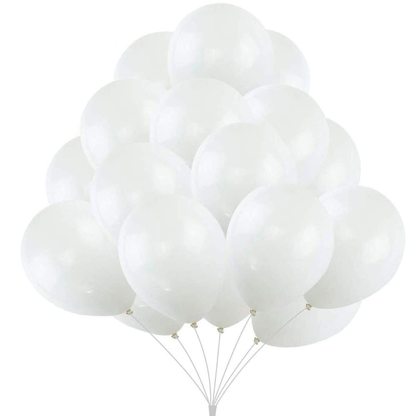 QILZO® 100 unidades Globos de látex Blancos Metalizados Fabricado en España, Globos para Fiestas, Bodas, Reuniones, Cumpleaños, Bautizos, Photocall, Decoración