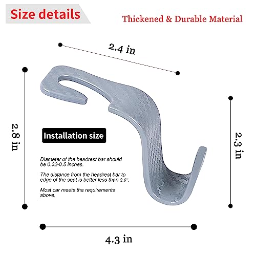 image for Amooca Car Seat Headrest Hook 4 Pack Hanger Universal Vehicle Car Stor