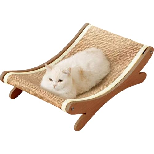 Chaise Confortable pour Chat, Grattoir pour Chat en Sisal, Chaise Longue pour Chats de Petite, Moyenne et Grande Taille, Lit en Bois avec Plateforme Surélevée pour Dormir et se Reposer (39×32cm)