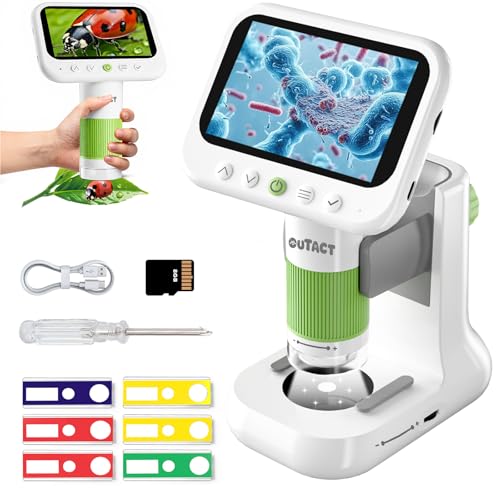 OUTACT Digital Microscope for Kids,4.3' HD Screen Portable Microscope with 8 LED Lights,Educational STEM Science Toys with 8G SD Card for Photo/Video,Birthday Gifts for Boys Girls