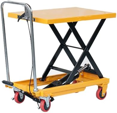 Hydraulic Scissor Lift Table Cart with 4 Wheels & Safety Guard - 300kg Capacity for Industrial Assembly & Material Handling - Heavy Duty Lift Table