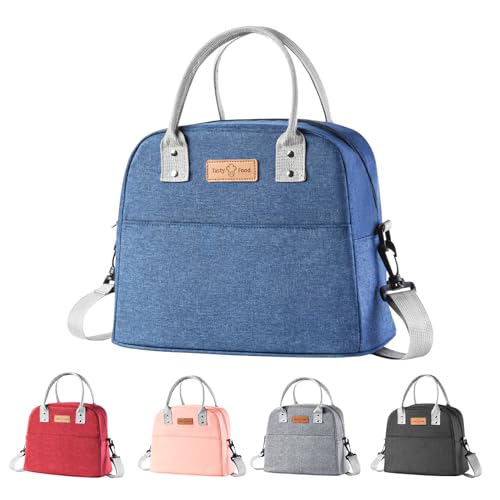 Zxglxinyao Fiambrera para hombres y mujeres, lonchera aislada para adultos, bolsa de almuerzo, contenedor de alimentos reutilizable, adecuado para el trabajo, viajes, picnic, oficina (azul)