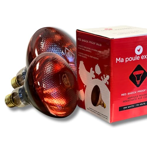 Ma Poule Express Chicken Coop Lamp - Heating Bulb Chicken Coop Accessories - Reptile Heat Lamp - Shock Resistant - 250 W - RED (Pack of 2)