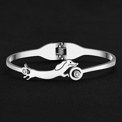 DUOWEI Dachshund Dog Jewelry Gifts for Women Cute Dachshund Bracelet Cuff Bangle 18k Real Gold Plated Stainless Steel Dachshunds Charms for Dog Mom3