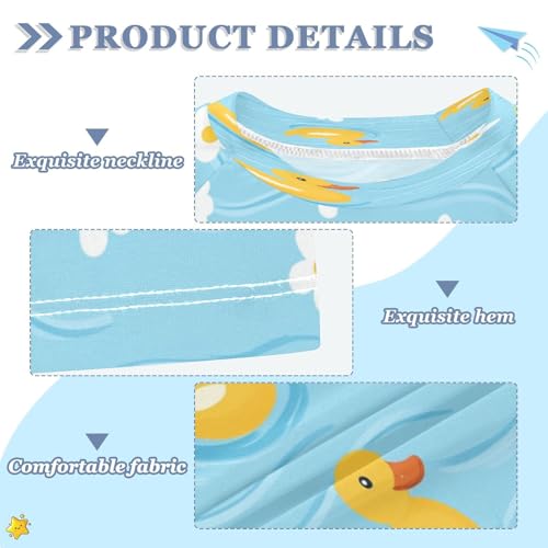 Boys Short Sleeve T-Shirts Duck Yellow Daisy Floral Rashguard Kids Swim Shirts Sun UPF 50+3