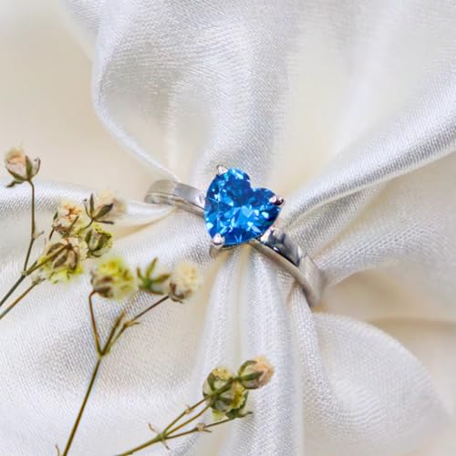 Image of Zarkan 925 Sterling Pure Silver Fruit Heart AD Ring, Adjustable | American Diamond Cut | Gifts For Women & Girls | With Certificate of Authenticity and 925 Stamp