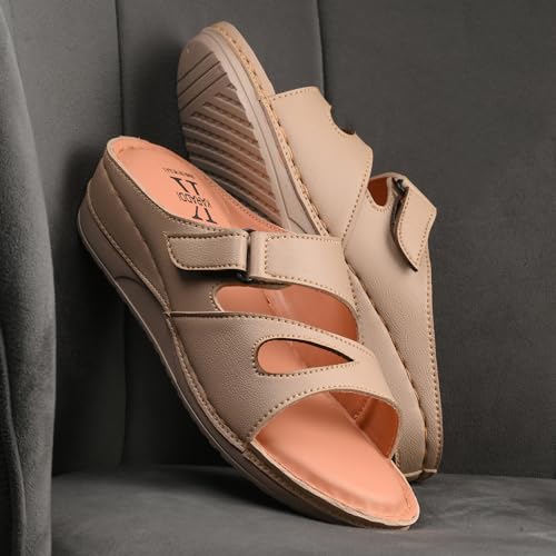 Image of Karaddi Women's Flats Sandal | Platform Heels Soft Cushion Ortho Sandals for Ladies Fashion | Comfort Open Toe Sandal