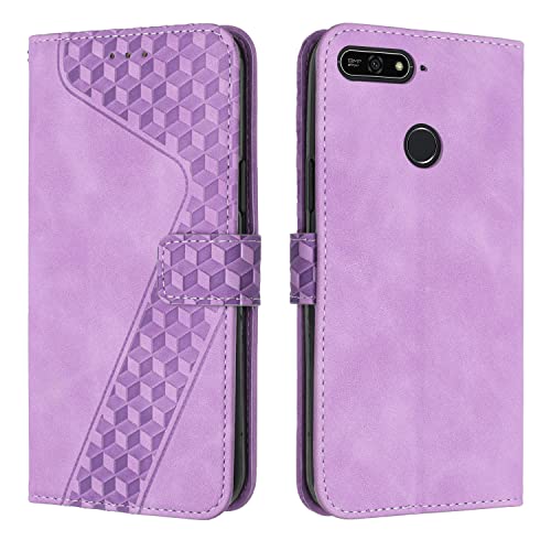 OKZone Cover per Huawei Y6 2018/Honor 7A/Y6 Prime 2018, Custodia a Libro in Pelle Protettiva Folio Portafoglio con Chiusura Magnetica e Slot per Carte Wallet Case Flip Antiurto Cover (Porpora)
