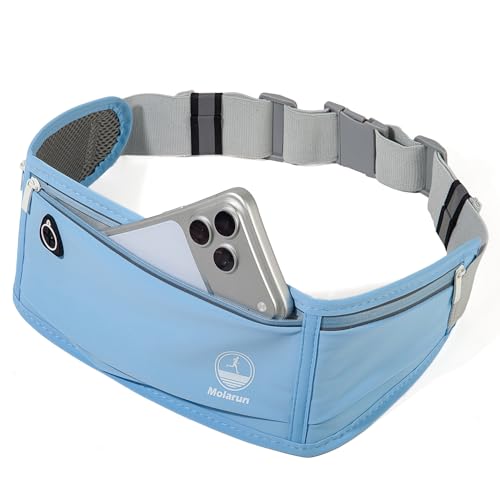 Image of Slim Running Belt Fanny Pack, Phone Holder Waist Pack Money Belt - Blue