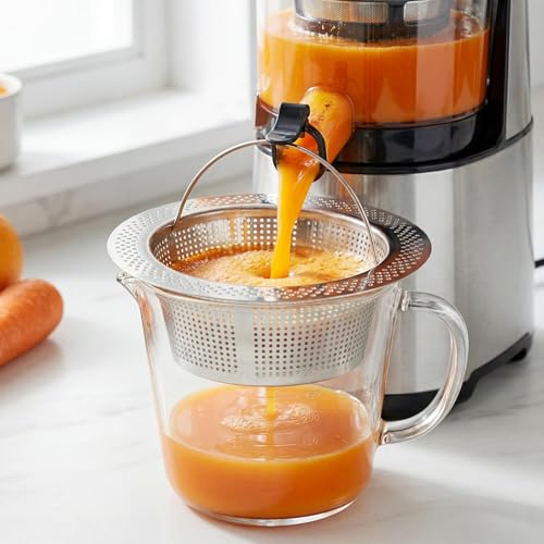 Juicer Strainer for Nama J2 Cold Press Juicer, Pulp Strainer for Juicing, Suitable for Cups & Pitchers with 4.0–5.4 inch Openings, Fine Mesh Secondary Filter — Hand-Wash Easy Clean