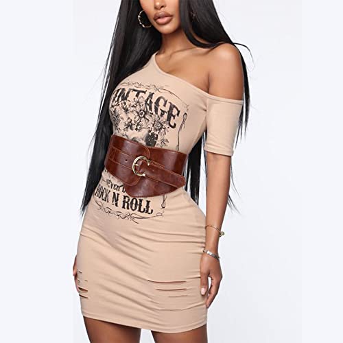 JOYMIN Women's Fashion Vintage Wide Elastic Stretch Waist Belt With Interlock Buckle Crocodile Embossed Classic Leather Belt3