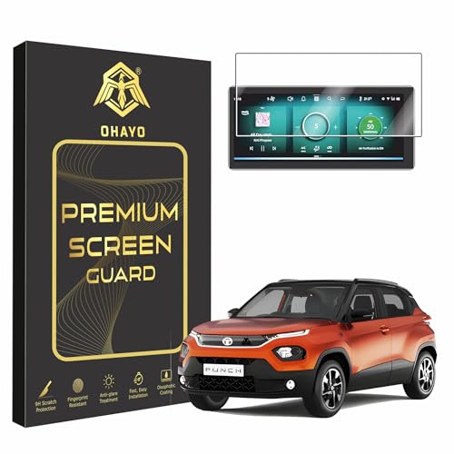 Image of OHAYO 9H Hard Screen Protector for Tata Punch 2024-2026 10.25 Inch Infotainment Display | Compatible with Adventure, Adventure S, Adventure+ S, Accomplished+, Accomplished Plus S | Scratch Resistant, Military Strength, HD Clear, Bubble Free, High Touch Sensitivity | Not Tempered Glass