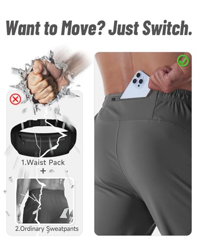 Mens Athletic Joggers with Zipper Pockets Lightweight Gym Sweatpants Men Tapered Workout Track Pants Jogging Running3