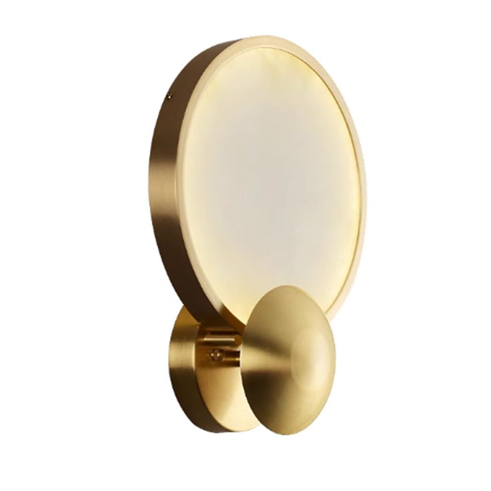 OZBMA Circle Alabaster Wall Sconces, White Spanish Natural Marble Lighting for Living Room Brass Light Gold Mount Lamp Decor Bathroom Hallway Stairs