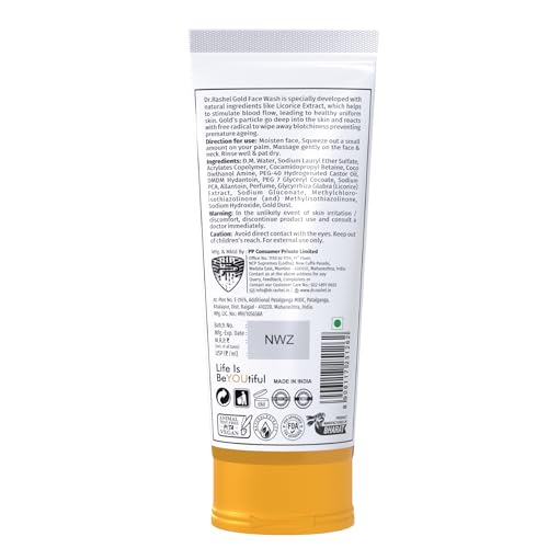 Image of DR.RASHEL Gold Face Wash Lighten the Complexion with Licorice Extract with No Parabens | SLS | Silicones & Colour | 100ml Each | Pack of 2