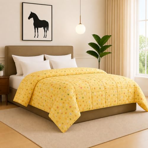 Image of Single Size Comforter - 100 GSM Warm Quilt Blanket Rajai, White, Down Alternative Duvet Insert with Corner Ties, Perfect for Hotel Rooms & Guest Houses - Summer Bedding
