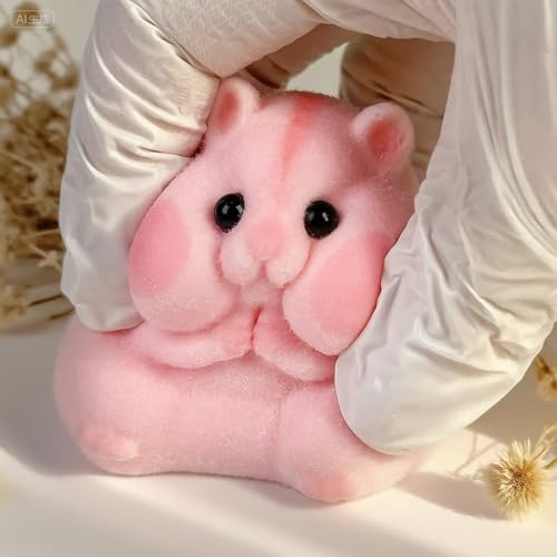 handmade taba squishy hamster toy cute squishy hamster fidget toy realistic hamster toy soft silicone mochi furry toy stress relief gift for adults amp kids sensory anxiety plushie pink